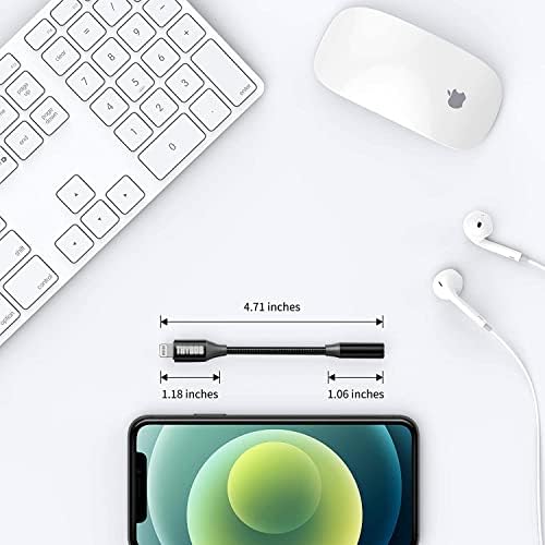 מתאם Aux של iPhone, ברק עד 3.5 ממ מתאם שקע אוזניות מתאם Aux Aux Dongle [Apple MFI Certified] מתאם אוזניות לאייפון 13/13 Pro/12/11/11
